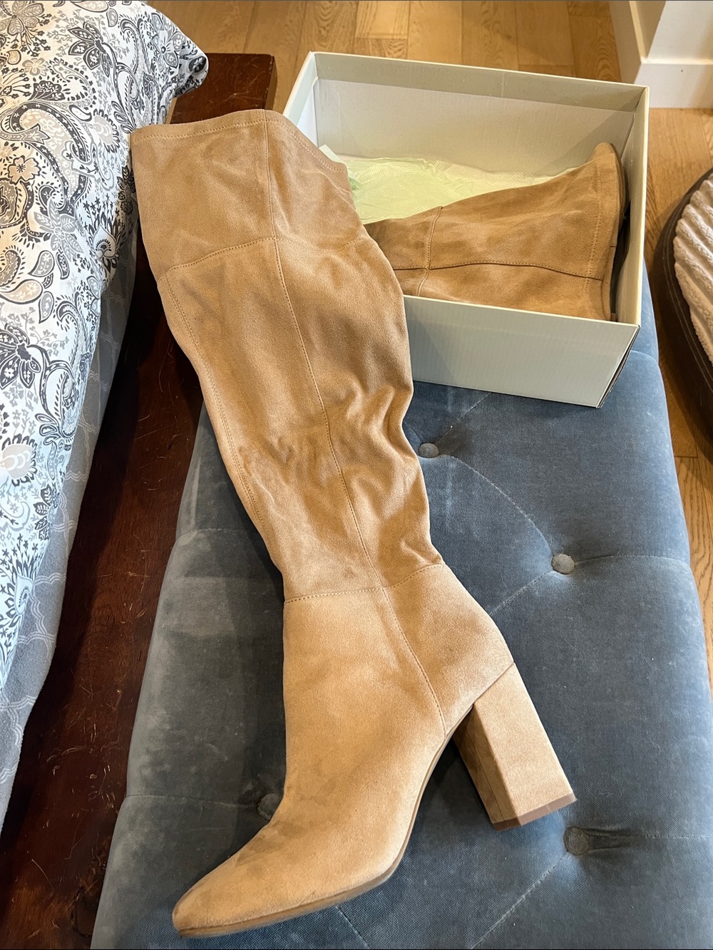 Nordstrom Tall Faux Suede Block Heel Above Knee-High Boots - Tan